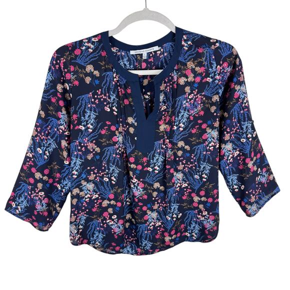 Collective Concepts Navy Floral Blouse Large - Picture 4 of 10